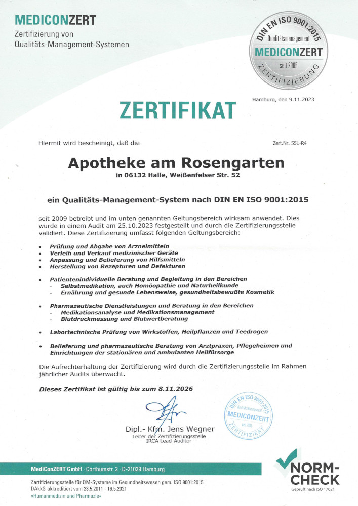 Qualtitätsmanagement-Zertifikat